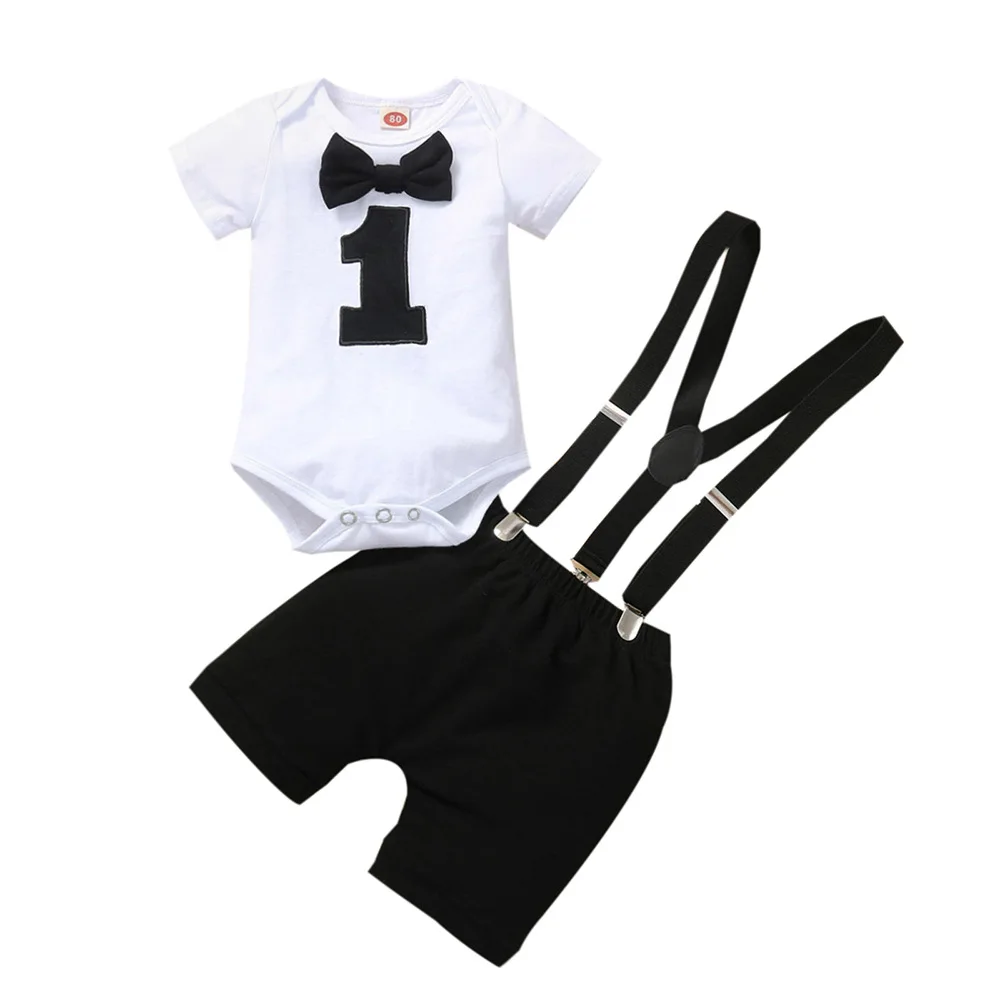 1st Birthday Outfit for Baby Boy Baby Girl Clothes Baby Boy 0 12 Months Letter One Printed Romper Baby Photography Props Outfit