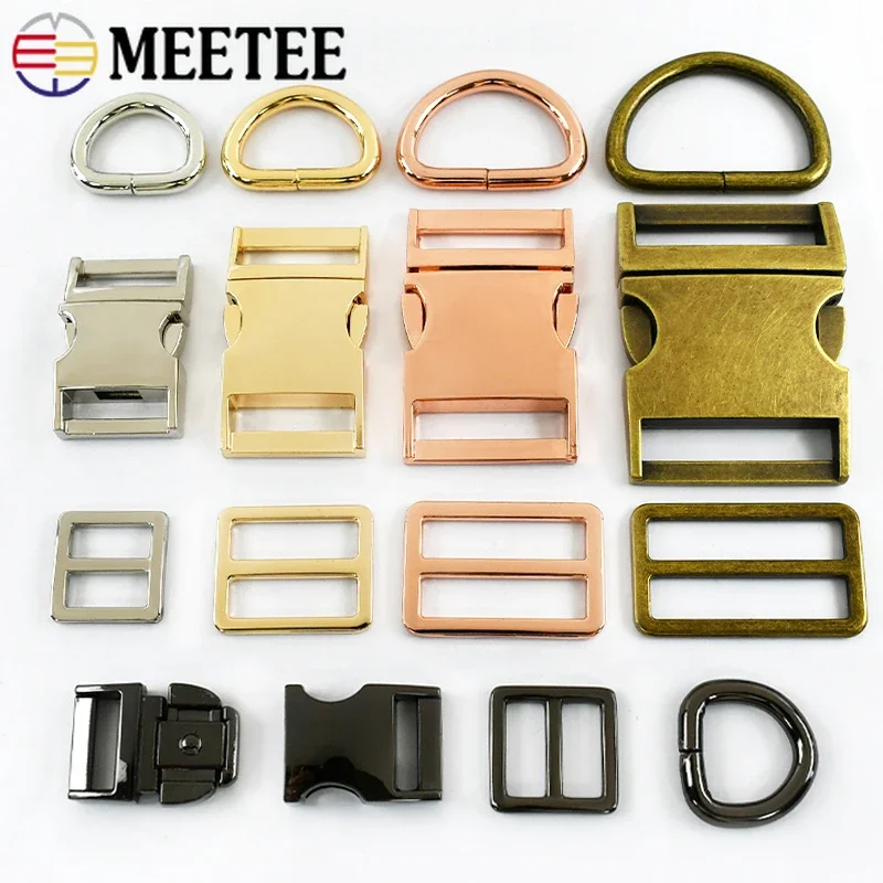 

15-38mm 1Set Metal Backpack Strap Buckle Quick Side Release Buckles D Ring Tri Glide Slider Adjuster Clasp DIY Bags Accessories