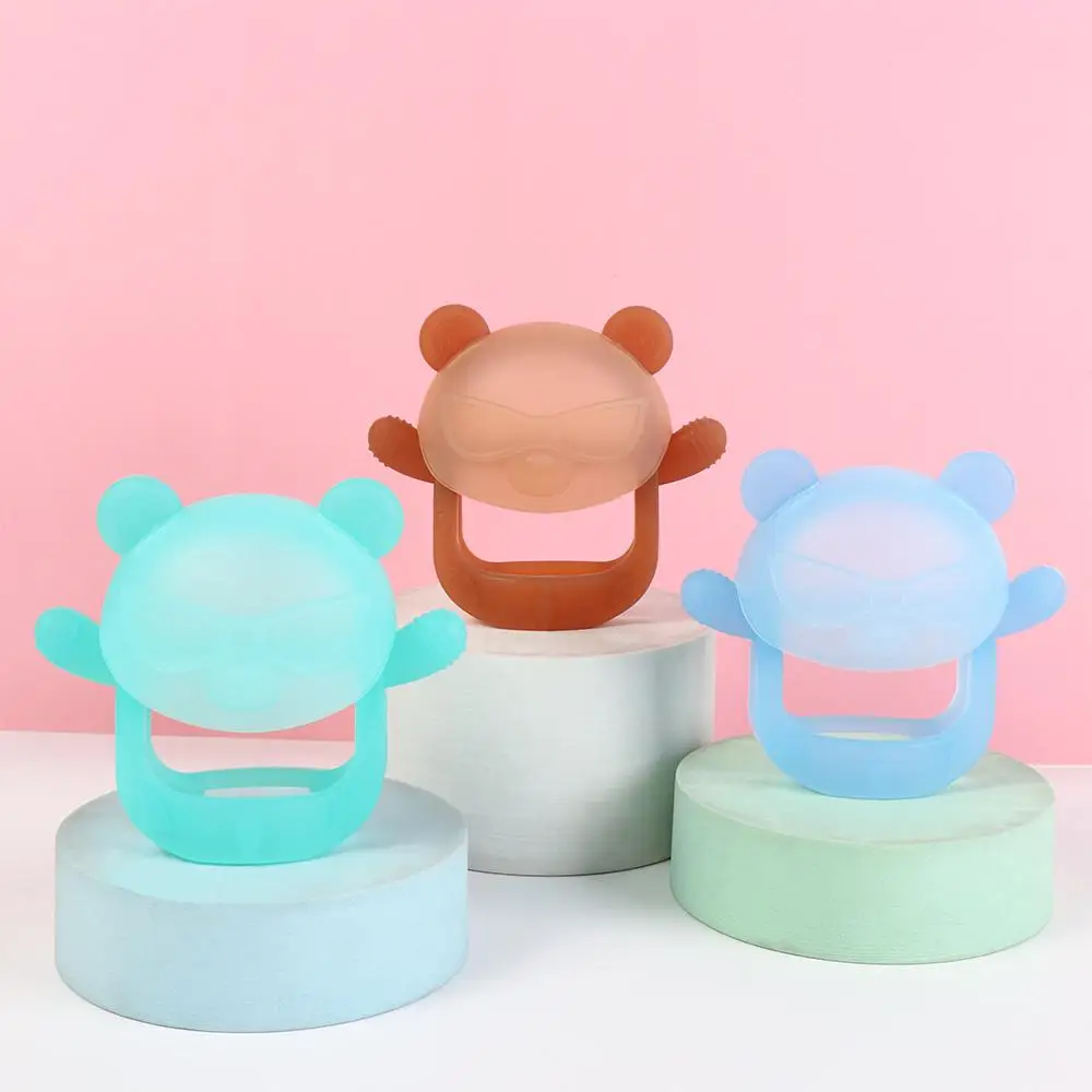 

Safety Silicone Baby Silicone Teether Bear Shape Food Grade Teething Toys Soft Molar Stick Toddler