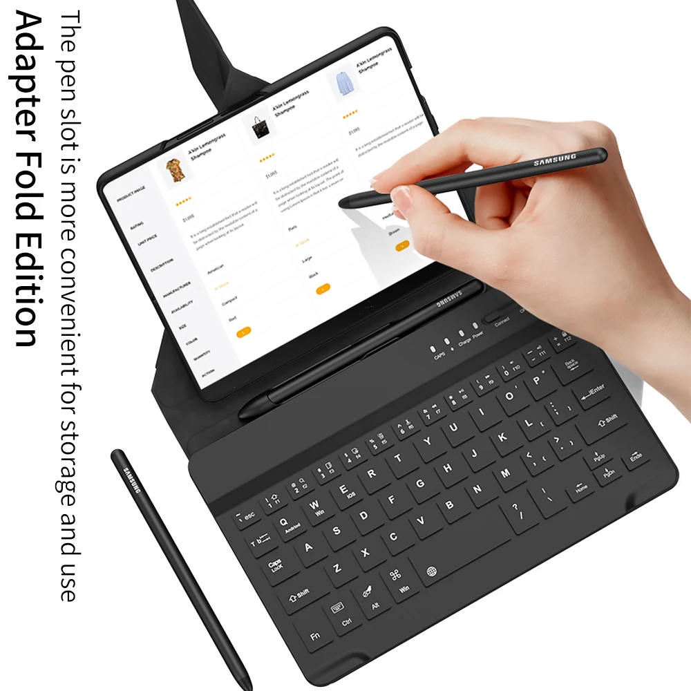 Keyboard Plain Leather Cover For Samsung Galaxy Z Fold3 4 5G Case Bluetooth Keyboard Folding Stand For Fold 4 W23 With Pen Solt