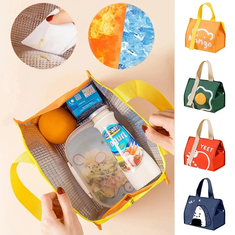 Large Capacity Lunch Bag With Aluminum Foil Insulation For Work Simple And Practical Top Handle Bag