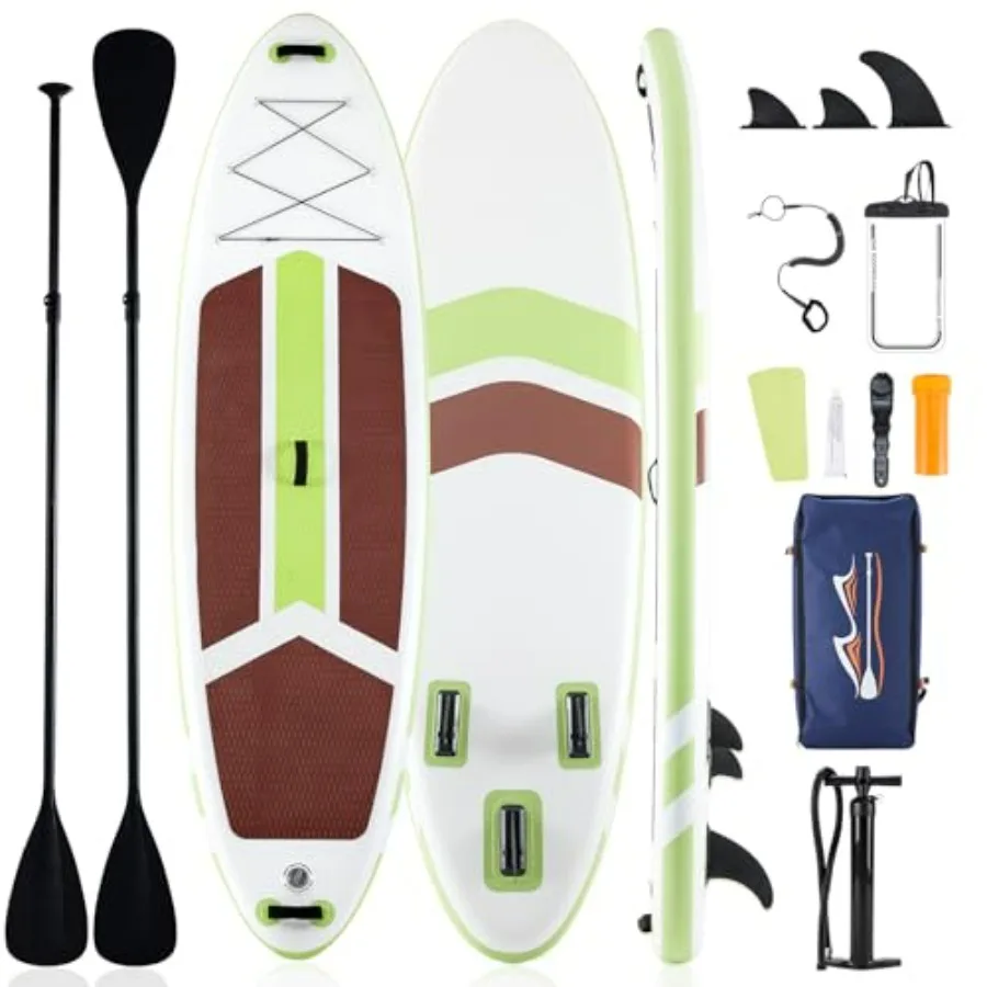 

Inflatable Stand Up Paddle Board for outdoor water sports, PVC + drop-stitch material, blue-gray color, ultra-stable wide desig