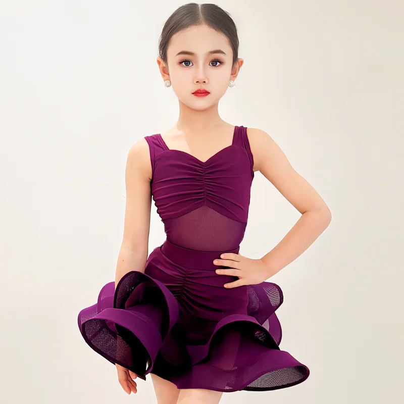 Kids Professional Latin Dance Dress Girls Tango Salsa Samba Ballroom Dance Performance Stage Outfits Costume