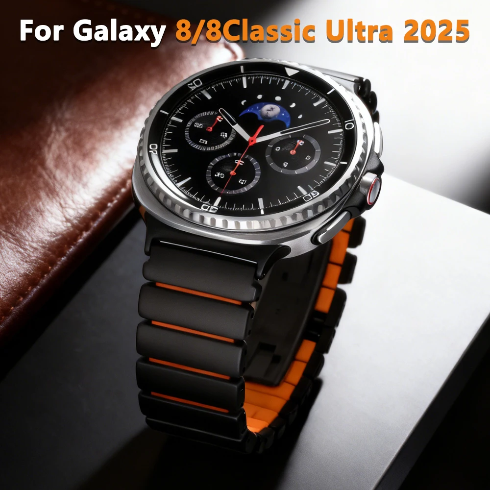 

Titanium Fluoroelastomer Rubber Band for Samsung Galaxy Watch Ultra 2025 47mm 8/8Classic 40/44mm 46mm Strap For GALAXY Ultra 47