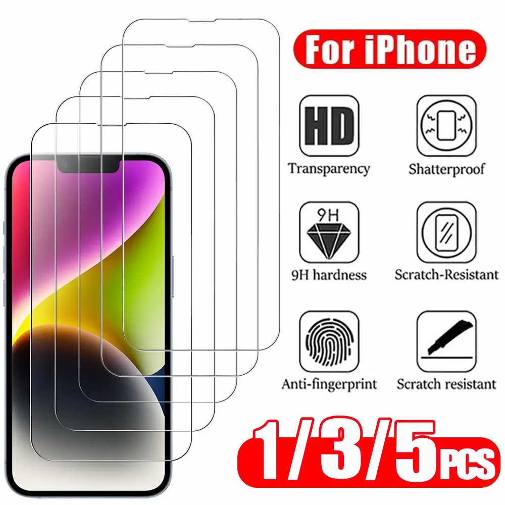 1~5PCS HD 보호 유리 iPhone 18 16 17 Pro Max 17e 16e 15 14 13 12 화면 보호기 필름 iPhone 11 12 13 Mini 강화 유리 iPhone 16 Pro Max Glass