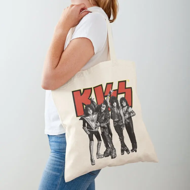

Kiss - Group Band Logo - Full Yellow and Red Tote Bag women bag shopping cart bags Women's beach bags