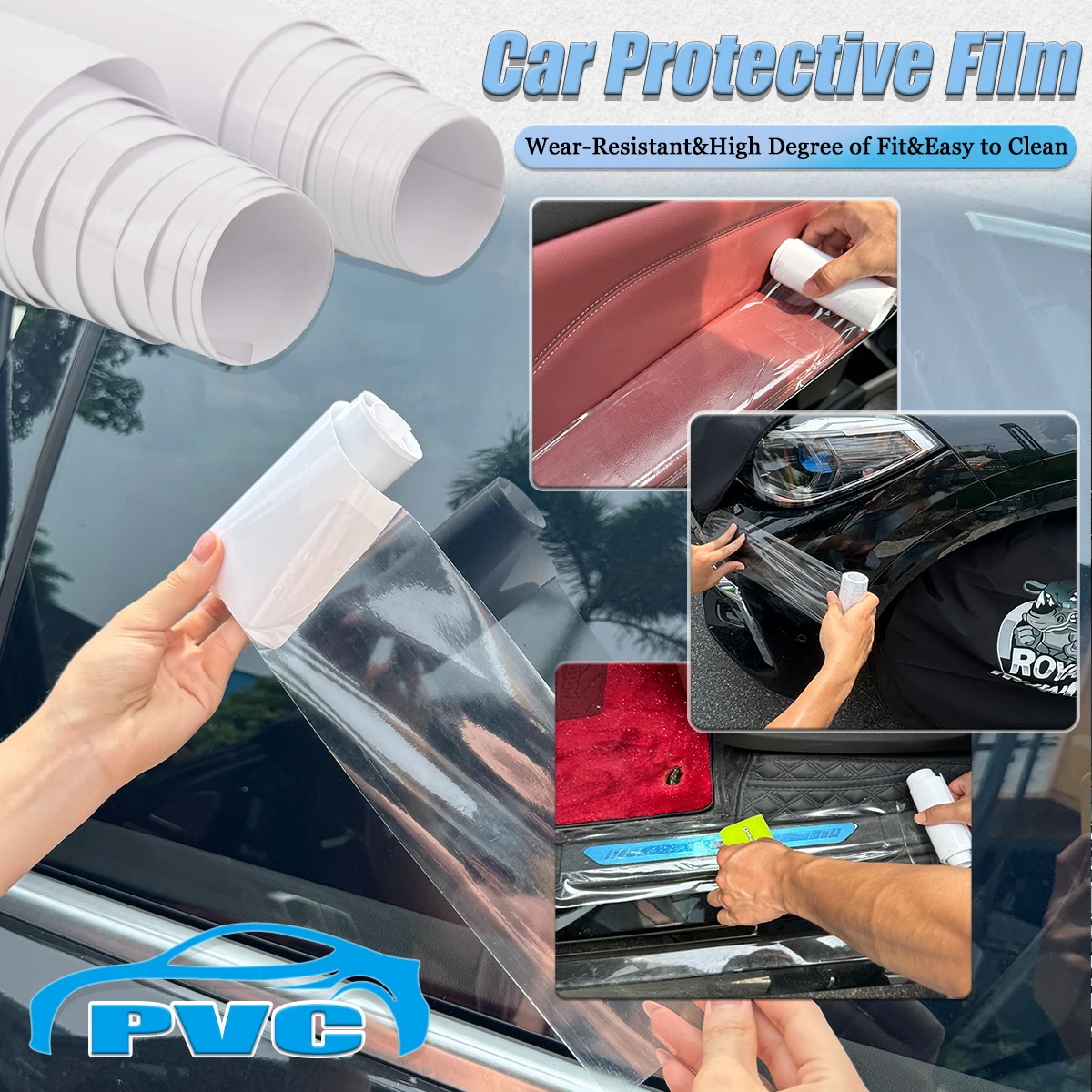 

Car Door Frame Protective Film-Transparent PVC Scratch Resistant Waterproof Selfadhesive Protective Film for Car Corner Interior