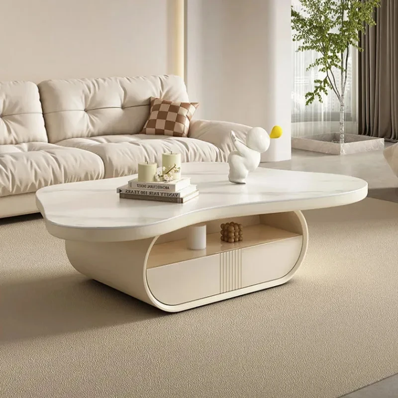 

Italian Luxury Coffee Table Irregular Cream Wind Simple Modern Shaped Cloud Coffee Table Slate Tavolino Beautiful Decoration