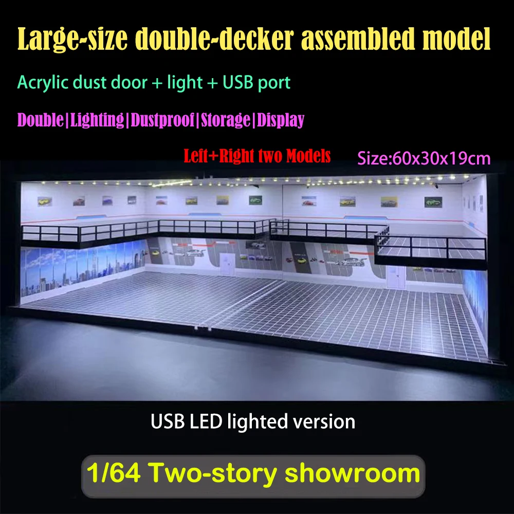 1/64 1/18 1/24 1/32 1/43 Scale Car Garage Diorama Models Set Scene LED Parking Lot Model for Matchbox Hot Wheels Collection