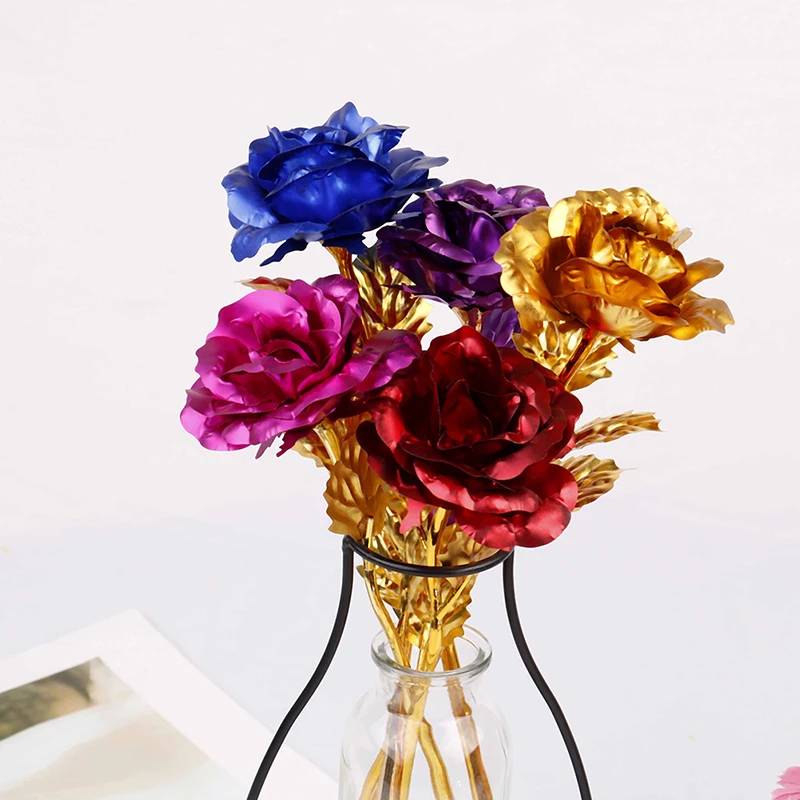 Fleurs roses plaquées or 24 carats, cadeau d'anniversaire pour les amoureux de la Saint-Valentin