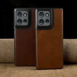 ZWW Oil Wax Genuine Leather Case For Motorola edge 50 Fusion Moto Edge50 Ultra Cover Capa Full Wrapped Vintage Back Phone Cases