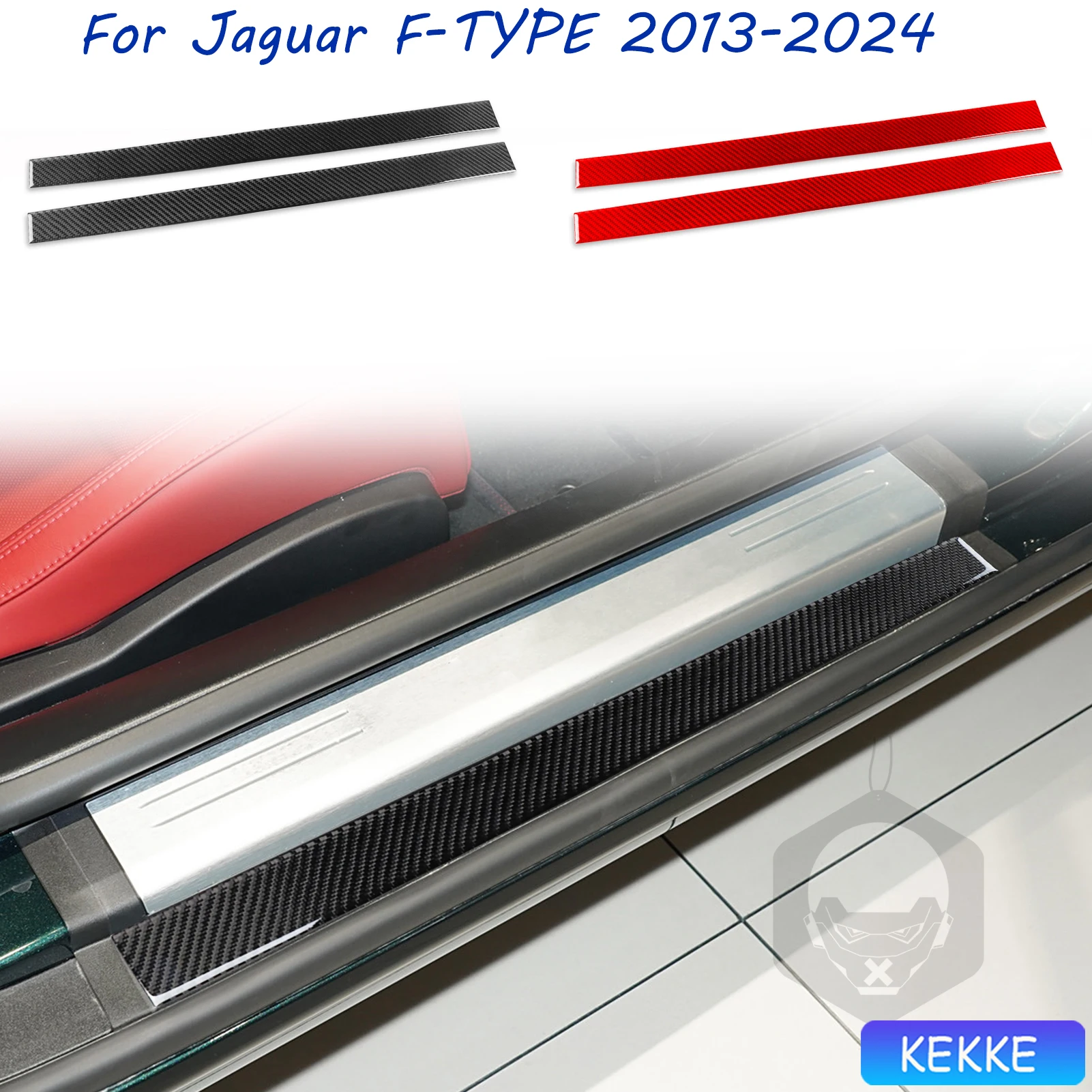 For Jaguar F-TYPE 2013-2024 Carbon Fiber Threshold Door Sill Bar Strip Car Interior Accessories Cover Tuning Decorative Sticker