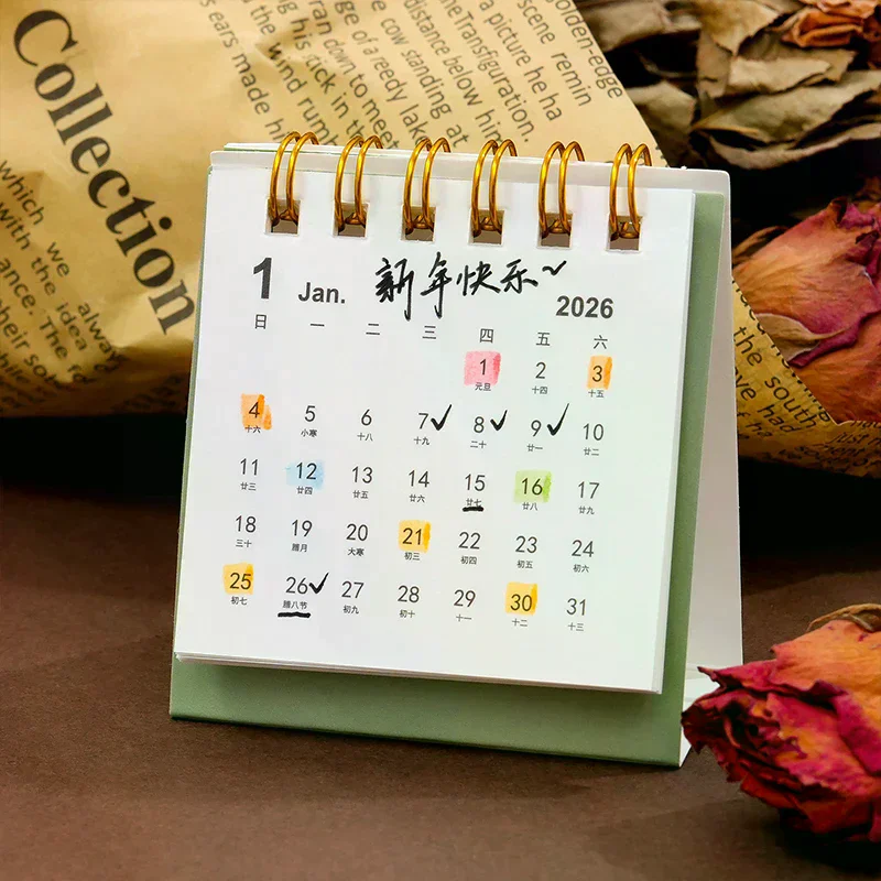 

2026 Horse Year Mini Desk Calendar Simple Portable Coil Monthly Calendar Planner Office And Home Decor
