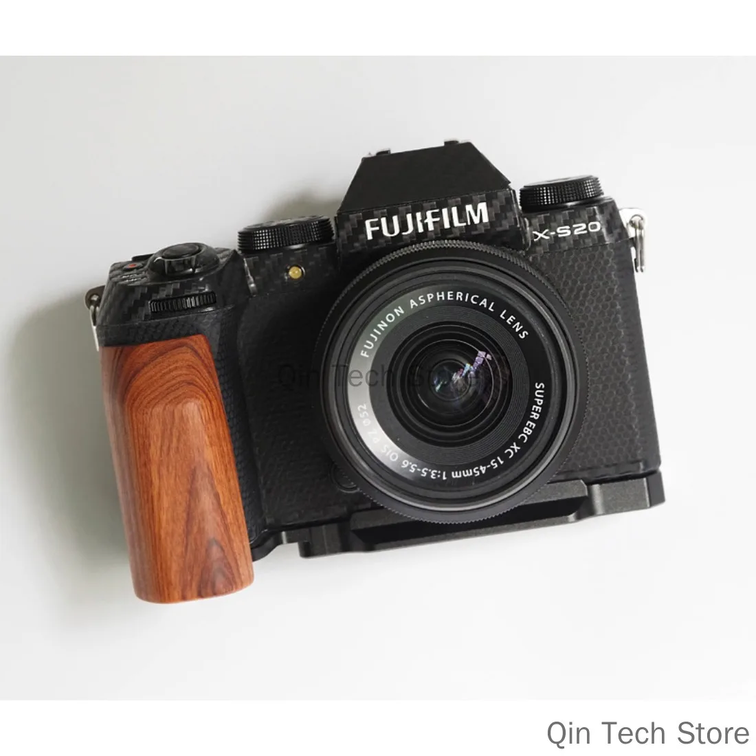 WoodCamera L Placa Hand Grip para Fujifilm XS20 Camp Base, Ebony Walunt, Quick Release, Arca Swiss Tripod Mount, Fotografia