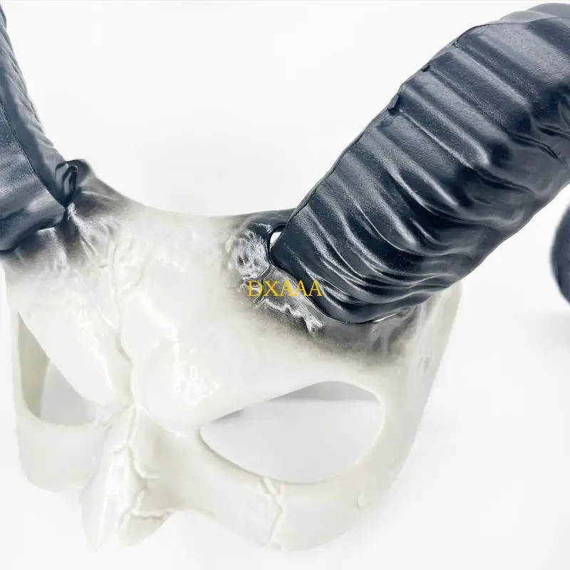 DXAA هالوين نصف الوجه قناع تنكر رامب قرن قناع القناع الشيطان قرن القناع قناع الوحوش Cosplays قناع الأزياء مع القرن #2