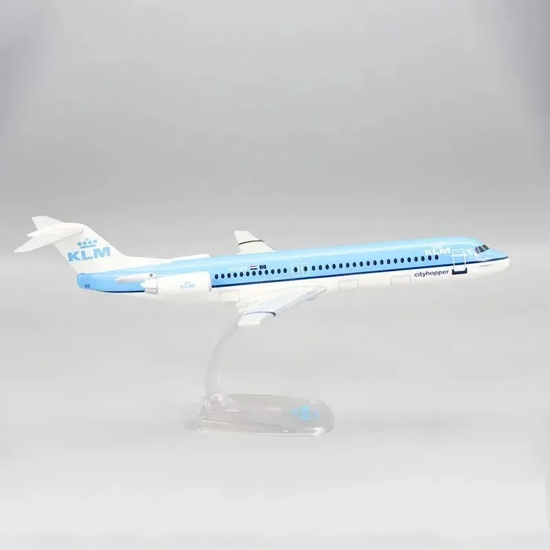 1:100 Scale KLM Fokker FK-100 FK100 Airlines ABS Plastic Airplane Model Toy Aircraft Plane Model Toy for Collection