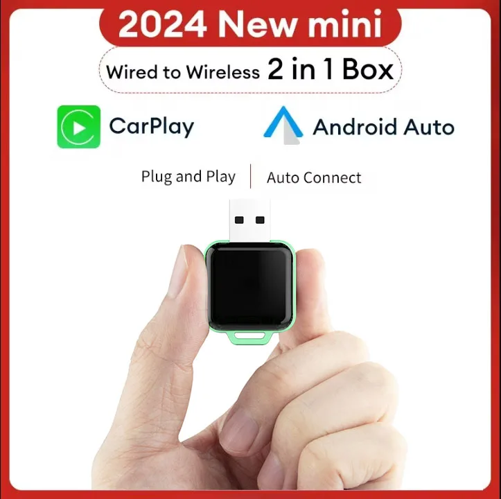 2in1 جديد لاسلكي CarPlay أندرويد السيارات محول لاسلكي ذكي صغير AI صندوق التوصيل والتشغيل واي فاي الاتصال السريع العالمي لنيسان