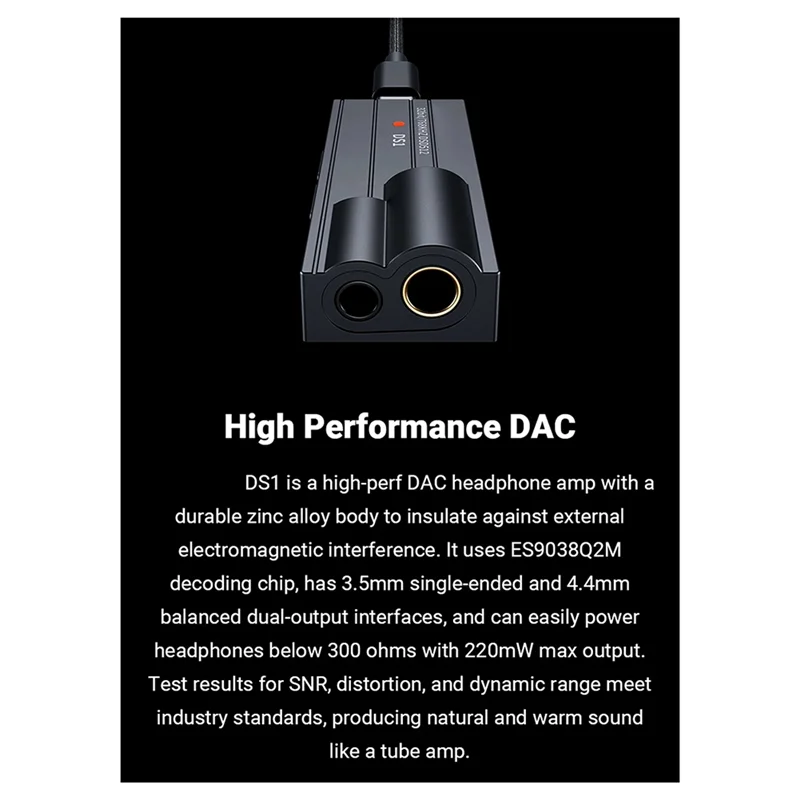 New!Audio DS1 DSD512 Hifi USB DAC Dongle Headphone Amplifier Amp Mini Audio Decoder 4.4MM Balanced 32Bit/768Khz Support