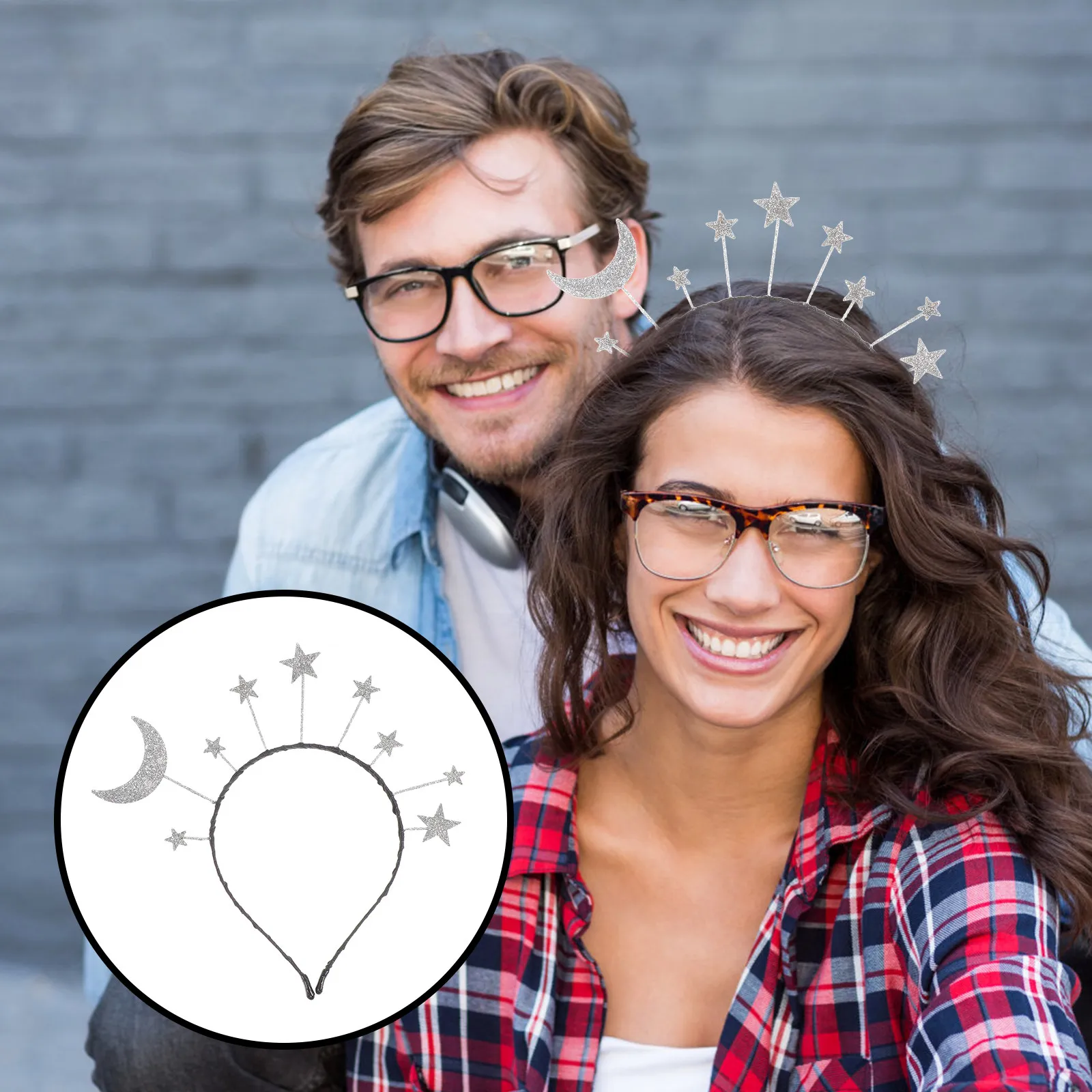 

1Pcs Delicate Star Moon Decorative Hairband Glitter Powder Girls Women Party Headband Photo Performance Headwear Accessory