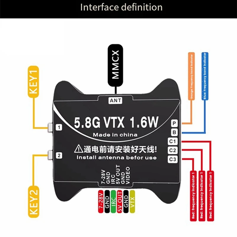 耐久性のあるfpv rcヘリコプター,使いやすい,1.6w,vtx 3016, 5.8g,40ch,25 mw,200 mw,800 mw,1000 mw