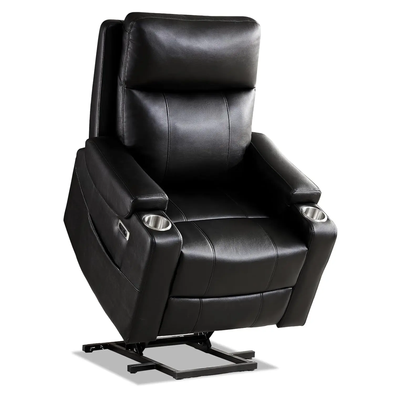 

3 Motor Lift Recliner Adjustable Lumbar Lay Flat Massage Heating USB Cup Holder Black, Customized
