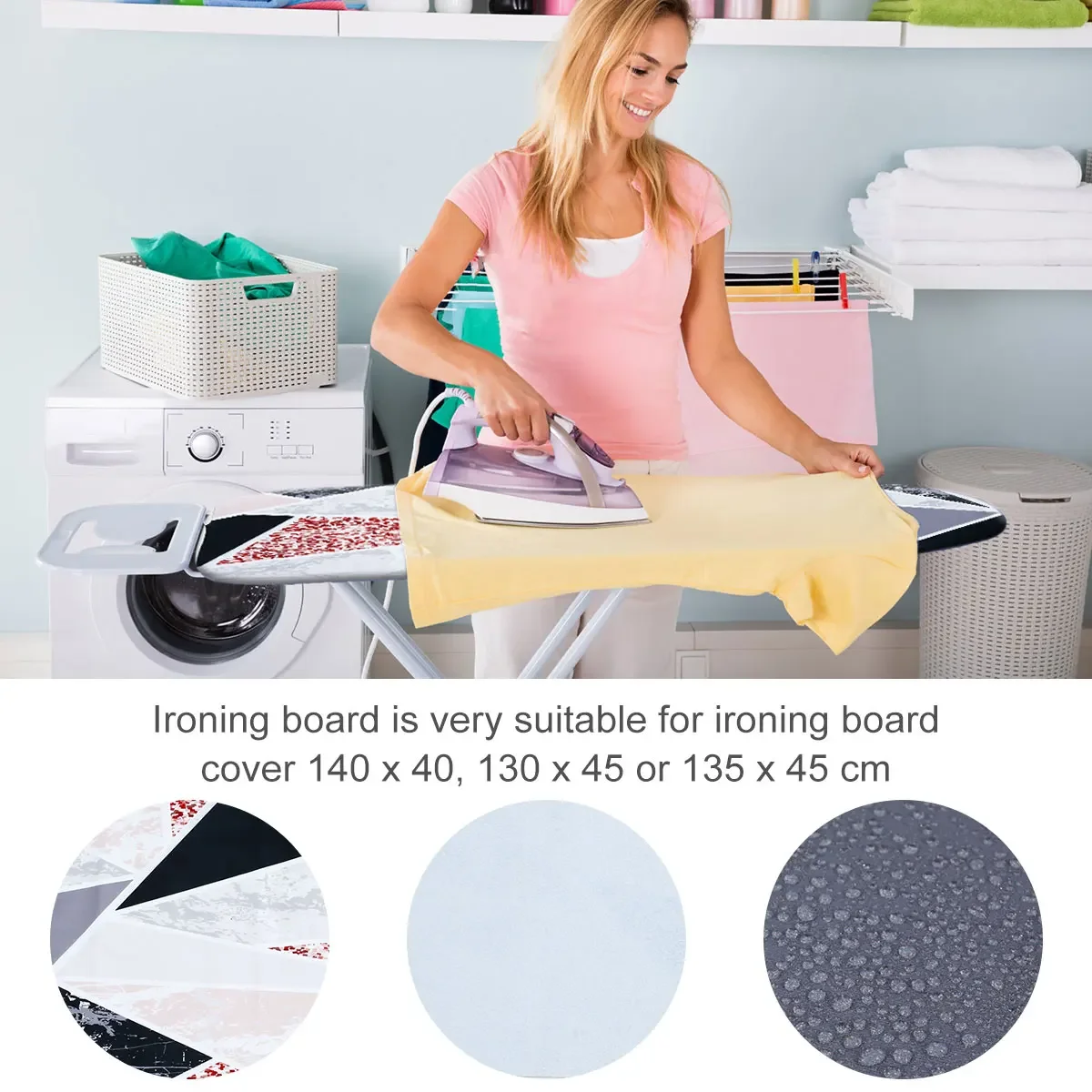 100% Cotton Ironing Board Cover Thick Padding Resistant Adjustable Ironing Board Pad Protective Cloth Fits all Standard Sized