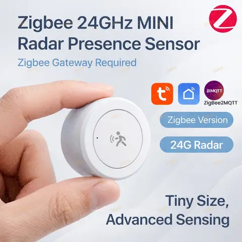 Zigbee 24G MMWave Human Presence Sensor Microwave Radar Occupancy Motion Detector Smart Home Works with Zigbee2MQTT TUYA APP