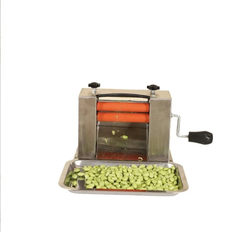 Hand-cranked edamame sheller, small peeler and husker for restaurants, commercial kitchens, efficient edamame shelling