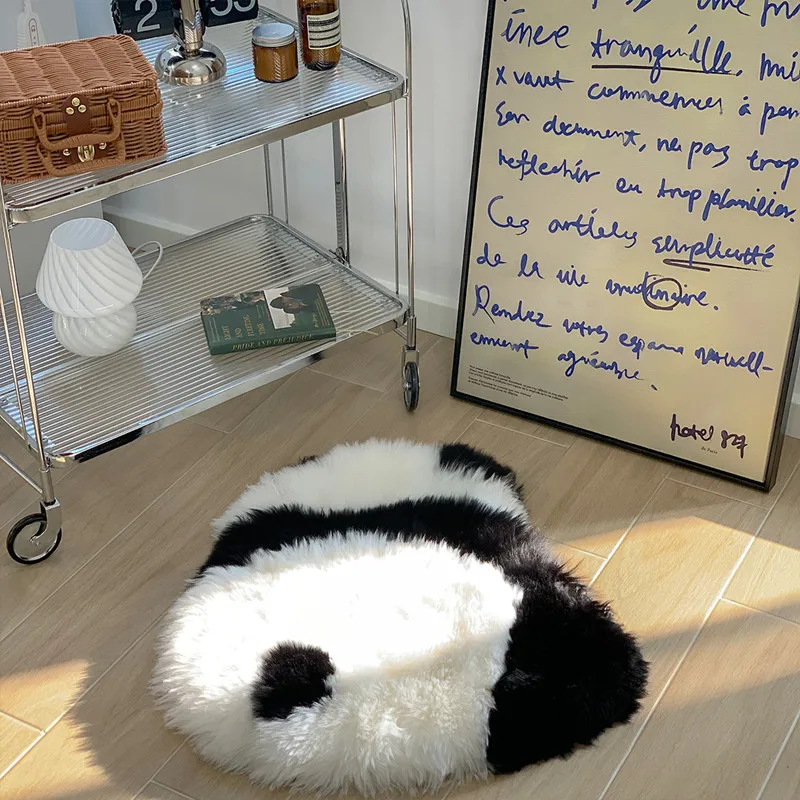 CuteLife Cute Panda Wool Fluffy White Carpet Kitchen Living Room Home Decoration Carpet Children Bedroom Sofa Entrance Door Mat