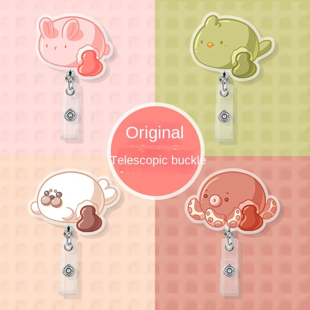 Animal Style Dumplings Animals Badge Reel Dumplings Cat Cartoon Retractable Badge Reel Cartoon Animal Creative