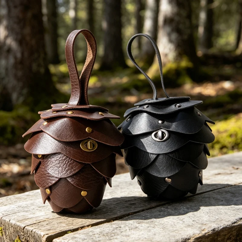 Creative Acorn Shaped Mini Shoulder Bag Retro Rivet Splicing Pu Leather Change Small Bag Autumn Winter Fashion Coin Storage Bag
