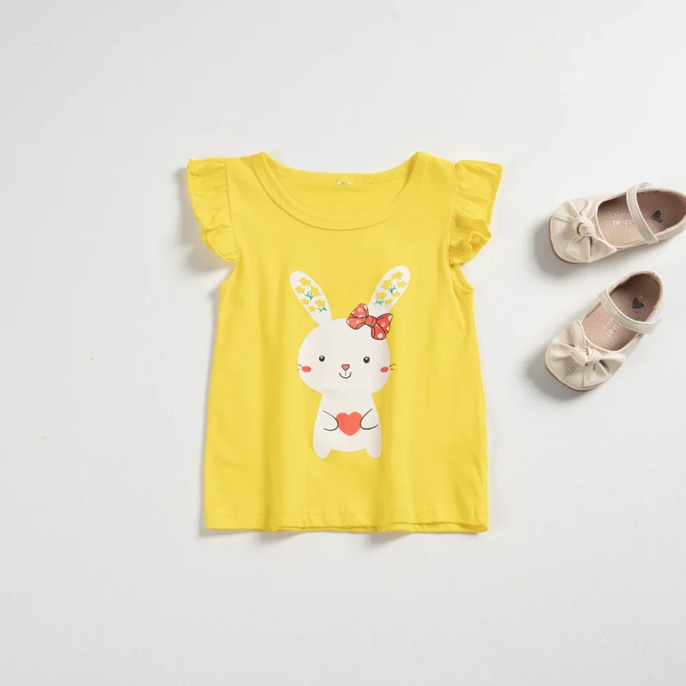 Girls Rainbow Cartoon Printed T-shirts Children Tops Short-sleeve Clothes for Summer Toddler Girl Tees Casual Comfortable