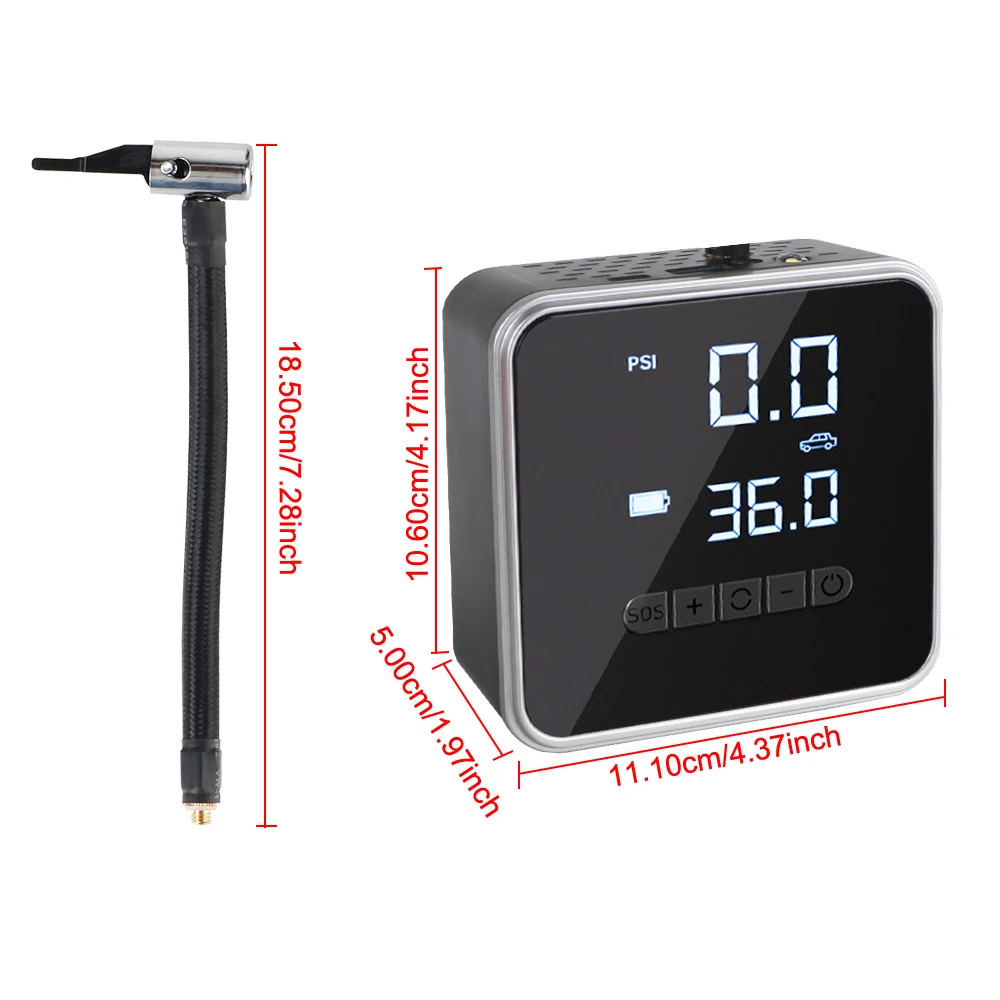 

With LED Light Air Compressor Tire Inflator ​Wireless Tire Pressure Gauge Digital Portable Air Pump LED SOS Light