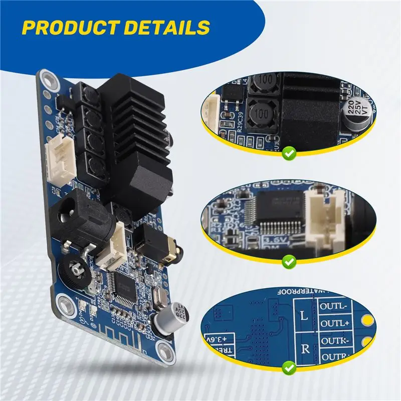 B31B TPA3116 Bluetooth 5.0 Stereo Power Amplifier 2x50W, 3.5mm Input, for DSP Tuning, DC12-24V, for DIY Speaker