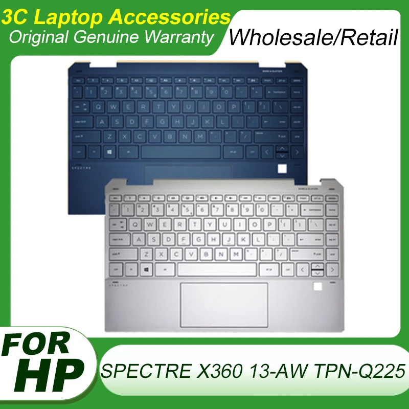 New Original for HP SPECTRE X360 13-AW TPN-Q225 Palmrest Upper Top Case with US Keyboard German Frence Backlight Silver Blue