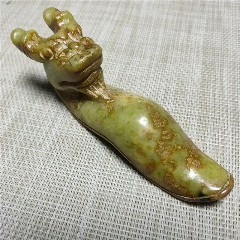 

Antiques Miscellaneous Old High Ancient Jade Faucet Ruyi Handle Pieces Dragon