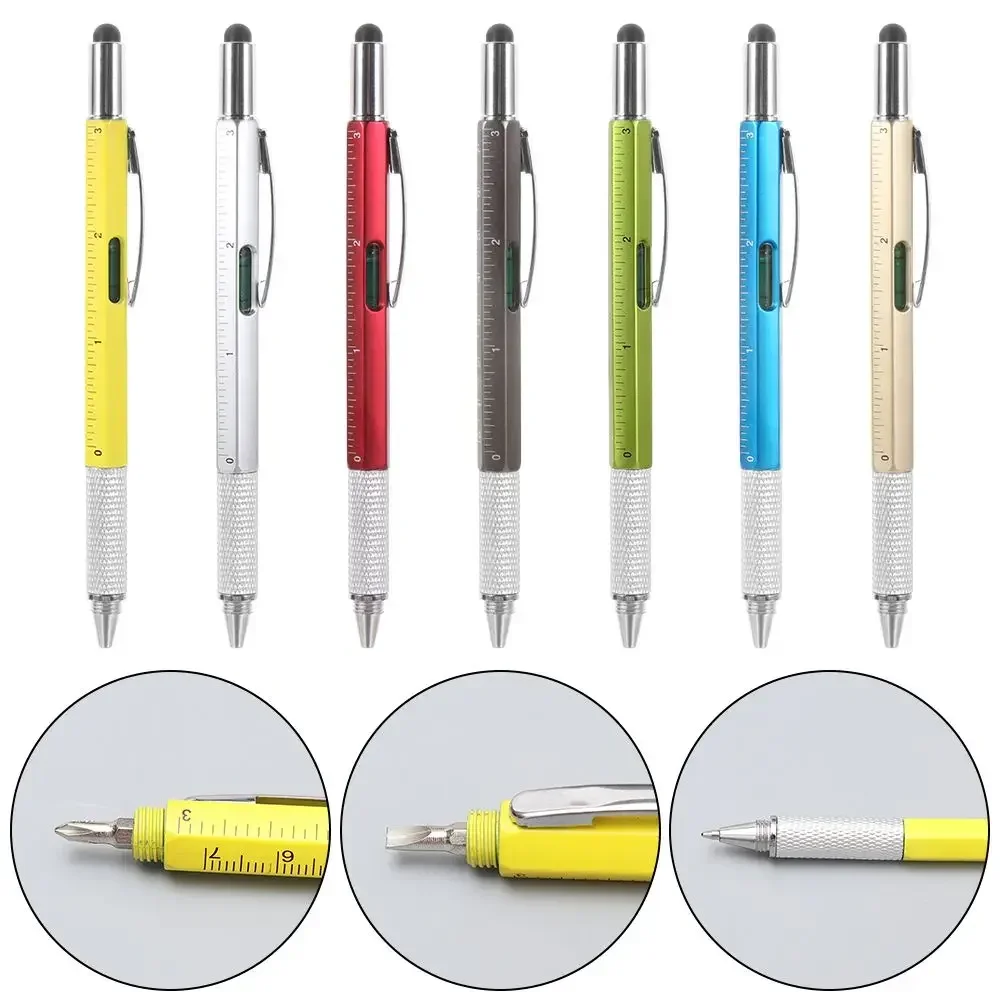 Multi-functional Capacitive Pen with Screwdriver Spirit Level Ballpoint Pen Mobile Phone Screen Touch Gadgets Construction Tools