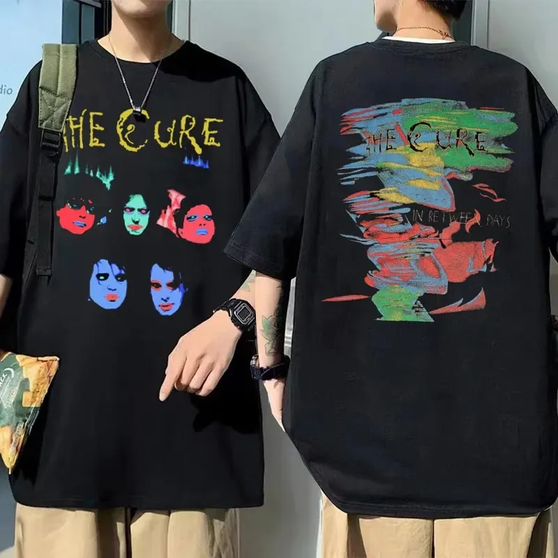 Rock Band The Cure The Head Tour Graphic Print Tshirt Men Women Punk Oversized T Shirt Man Crewneck Tees Men\'s Vintage T-shirt