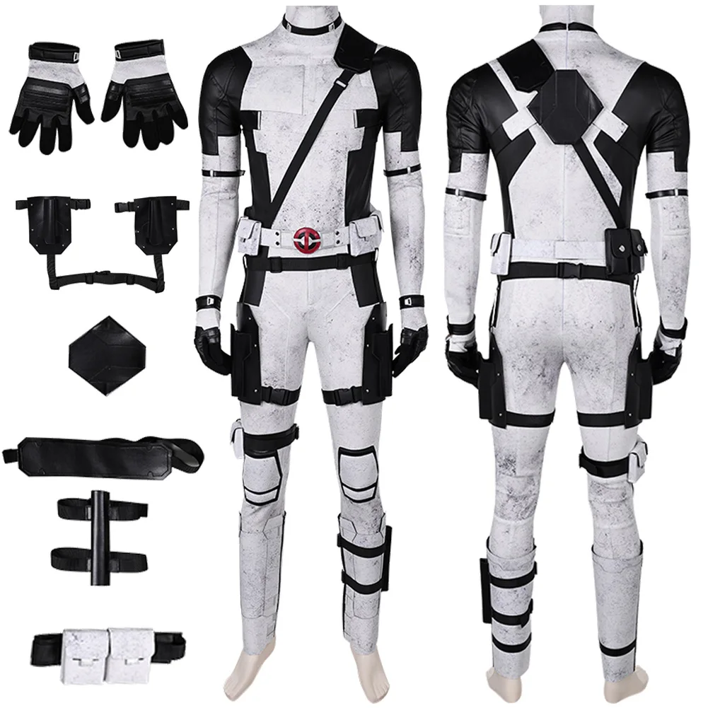 Wilson Cosplay Fantasy Gray White Battle Suits 2024 Movie Dead Cosplay Pool Costume Disguise Adult Men Roleplay Fantasia Outfit