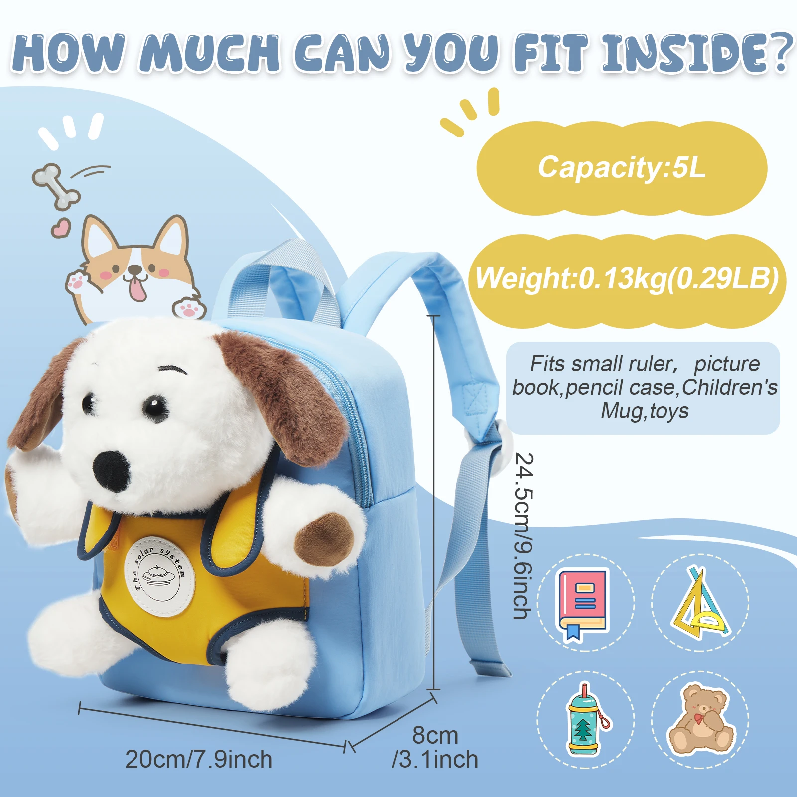Children's Backpack, Cute Doll Children's Backpack for Girl Boy, Children's Daycare Backpack，preschool School Bags For 2-5 Years