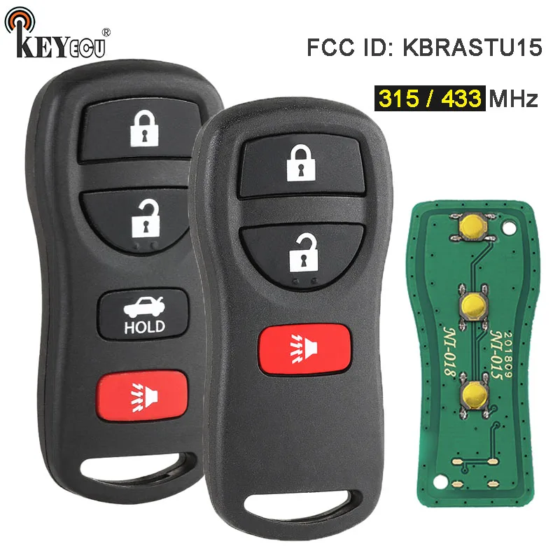 KEYECU 315MHz / 433MHz FCC ID: KBRASTU15 Remote Key Fob for Nissan Altima Xterra Maxima Sentra 350Z Murano Infiniti FX45 G35 I35