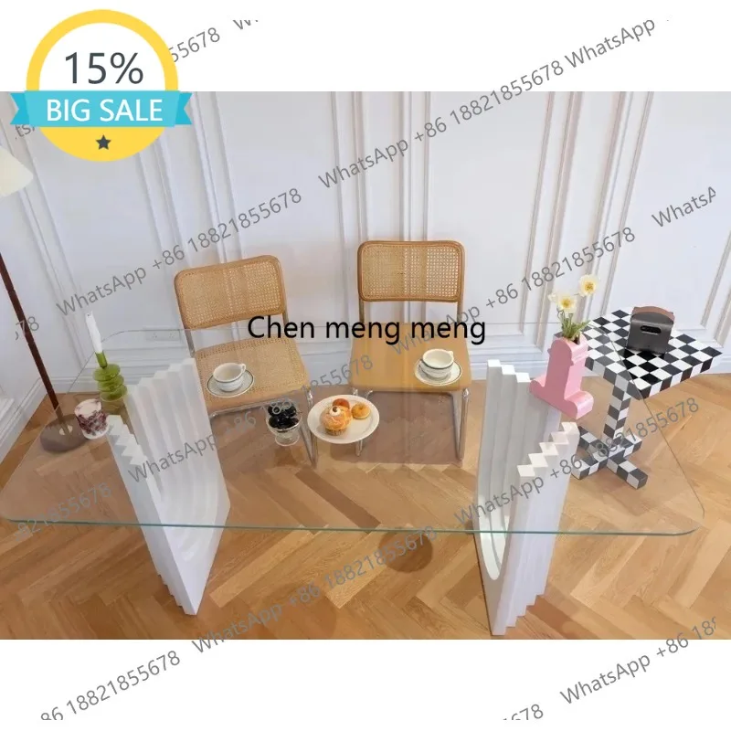 

L07 Large apartment light luxury dining table, household high-end glass dining table