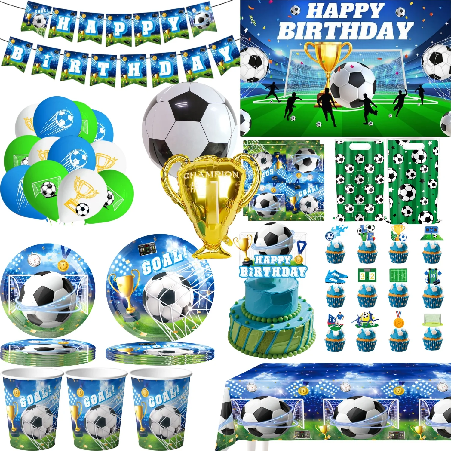 Football Party Stuff Soccer Party Tableware Paper Plate Football Cup Tablecloth Soccer Party Backdrop Baby Shower Party Favors