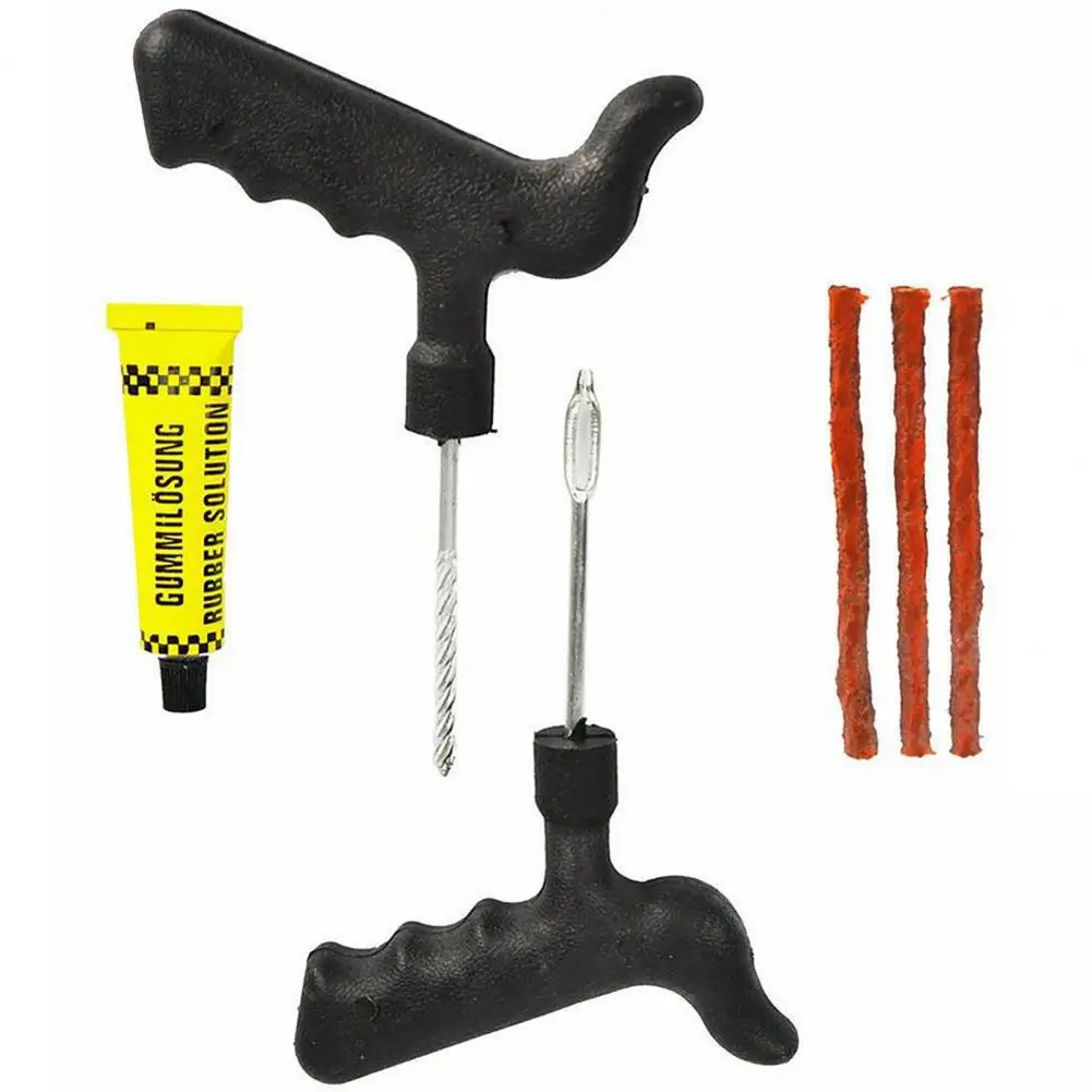 8Pcs/Set Car Tire Repair Tool Puncture Repair Thread Drill Rubber Strip Portable High Efficiency Quick Repairing Lightweight Sco