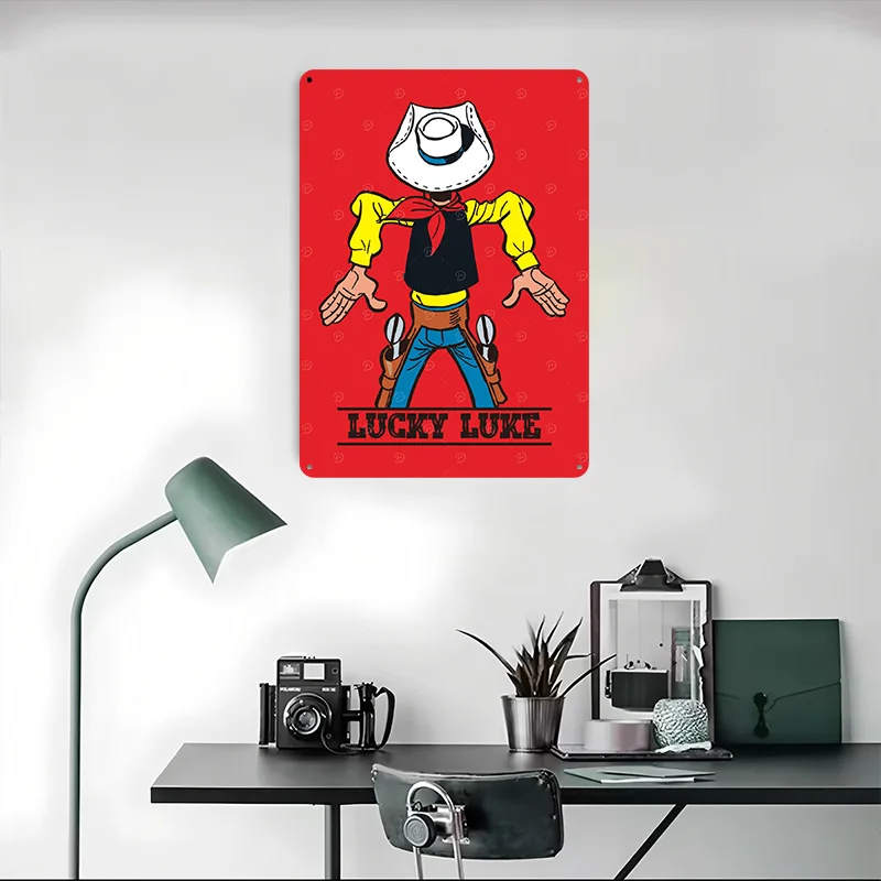 لاكي لوك كاوبوي كاريكاتير طباعة ملصق معدني ديكور عتيق علامات القصدير المعدنية القابلة للتخصيص لتزيين جدران عناصر ديكور المنزل #4