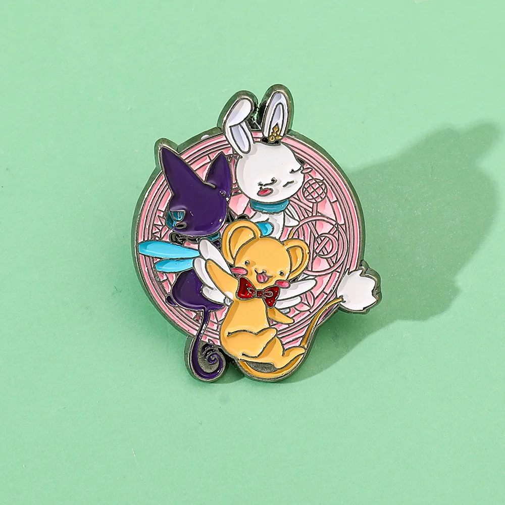 Japanese Cartoon Cute Cardcaptor Sakura Metal Badge Accessories Pet Rabbit Alloy Brooch Pin Decoration Y2k Fashion Toys Anime