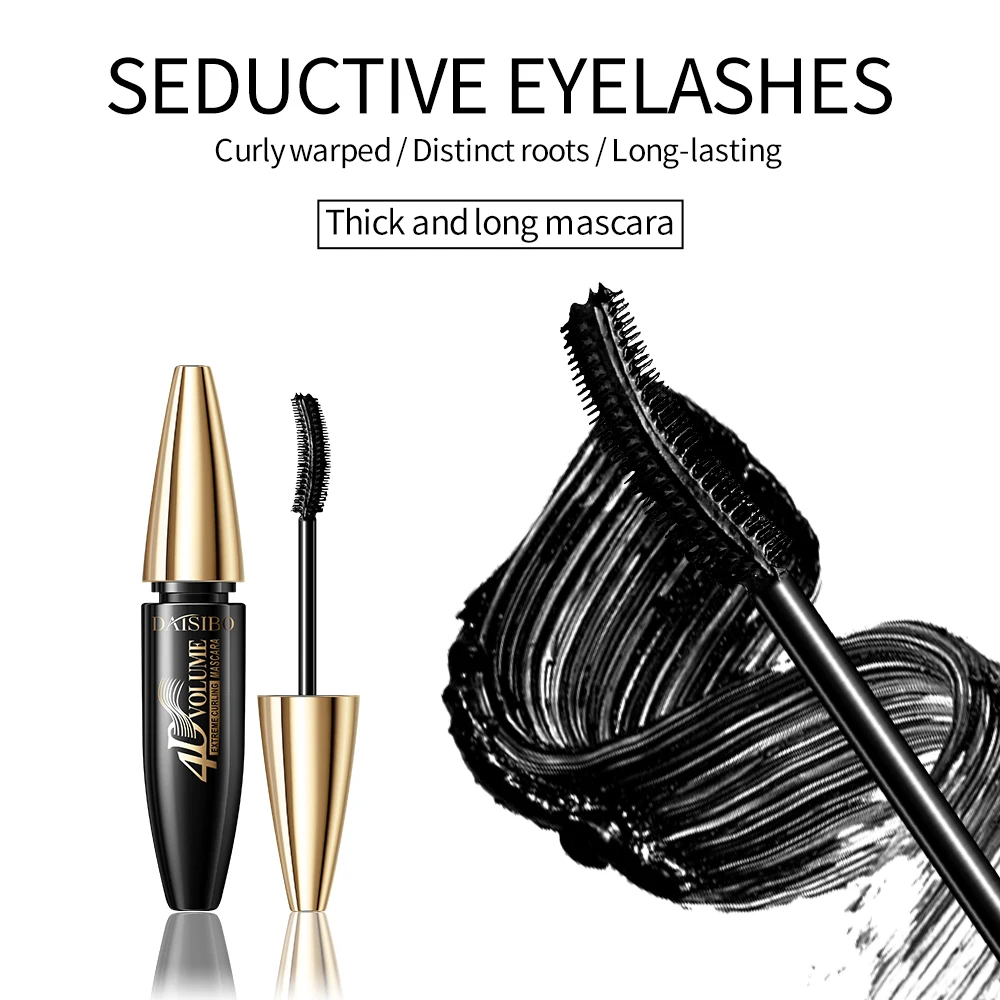 DAISIBO Mascara cils en fibres noires – imperméable, anti-taches, longue durée, sans déclenchement, aspect naturel, volumateur et bouclage