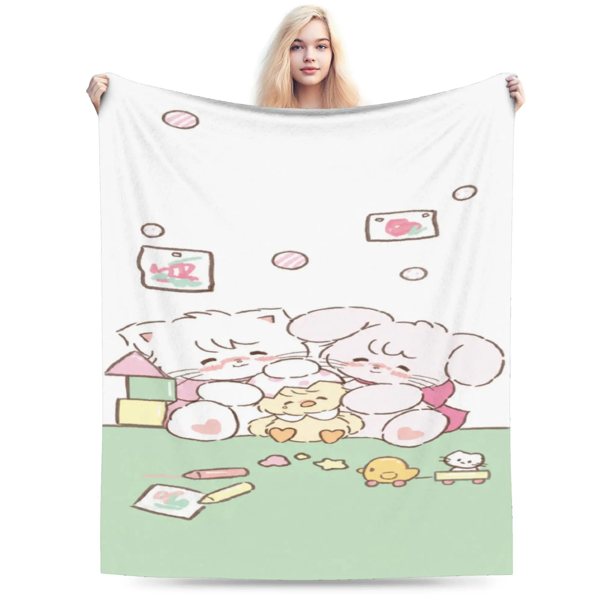 pink cartoon Mikko Mousse  Throw Blanket for Couch  Fuzzy Soft Plush Blanket 50x60 Inches Multiple Sizes Bedspread