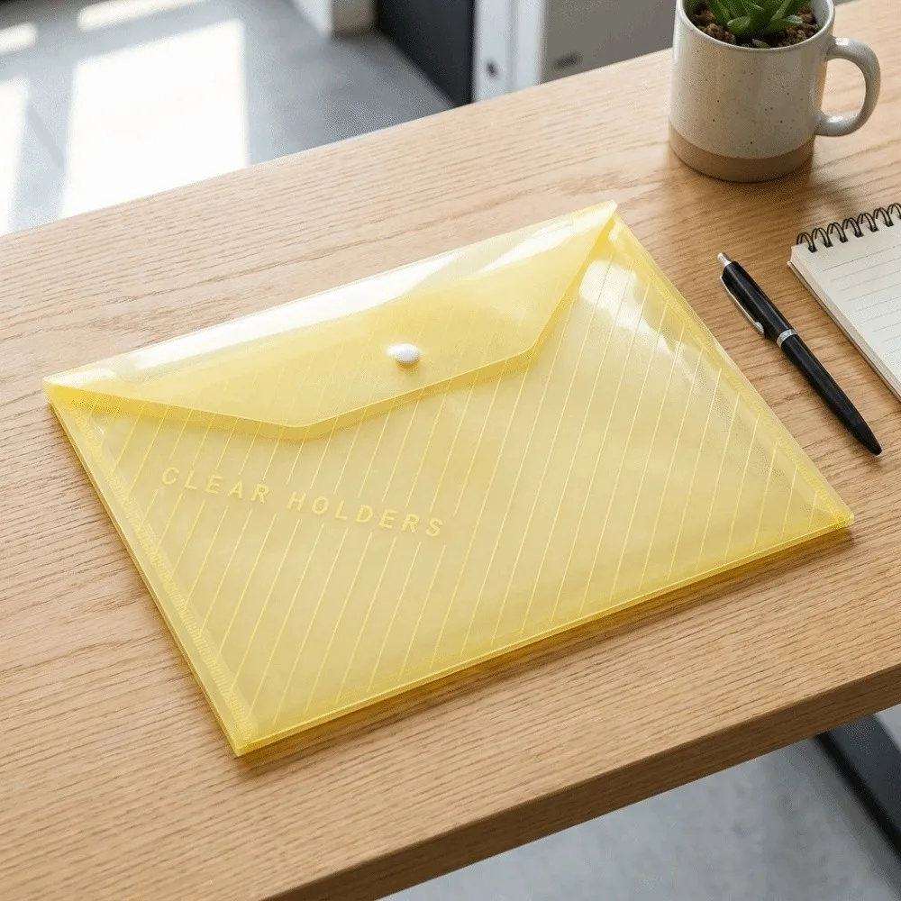 20 pcs PP Material A4 File Folders Multi Color Clear Plastic Snap Button File Folders Large Capacity Waterproof Paper Organizer