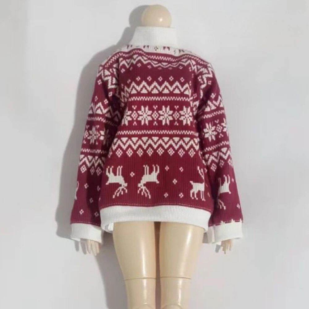 1/3 1/4 1/6 roupas de boneca para 60/45/30cm bjd boneca menina brinquedo vermelho gola alta manga comprida vestir-se jogar casa presente boneca acessórios